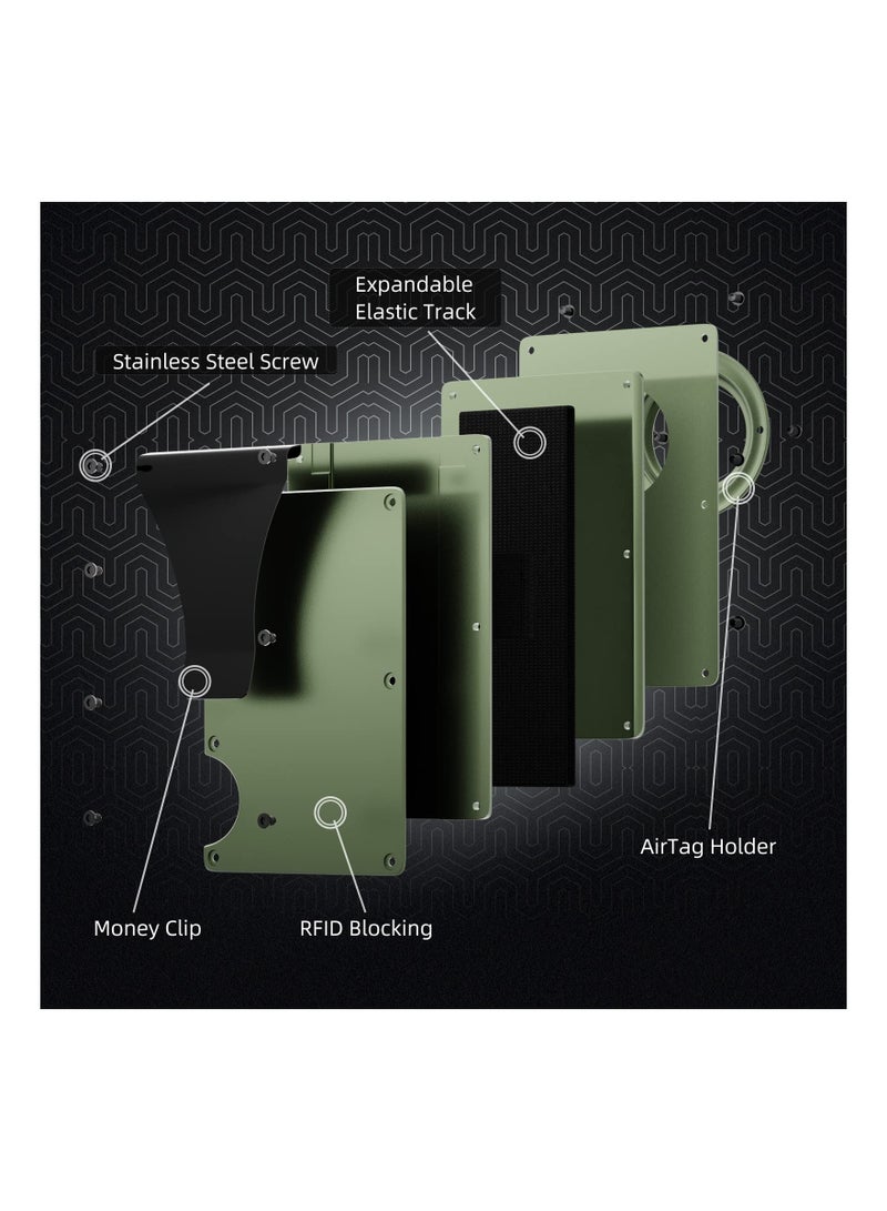 SOLARAE For AirTag Wallet for Men, Slim Minimalist RFID Blocking for Air Tag Holder Front Pocket Metal Wallet, Card Holder with Money Clip (Army Green) - Image 5