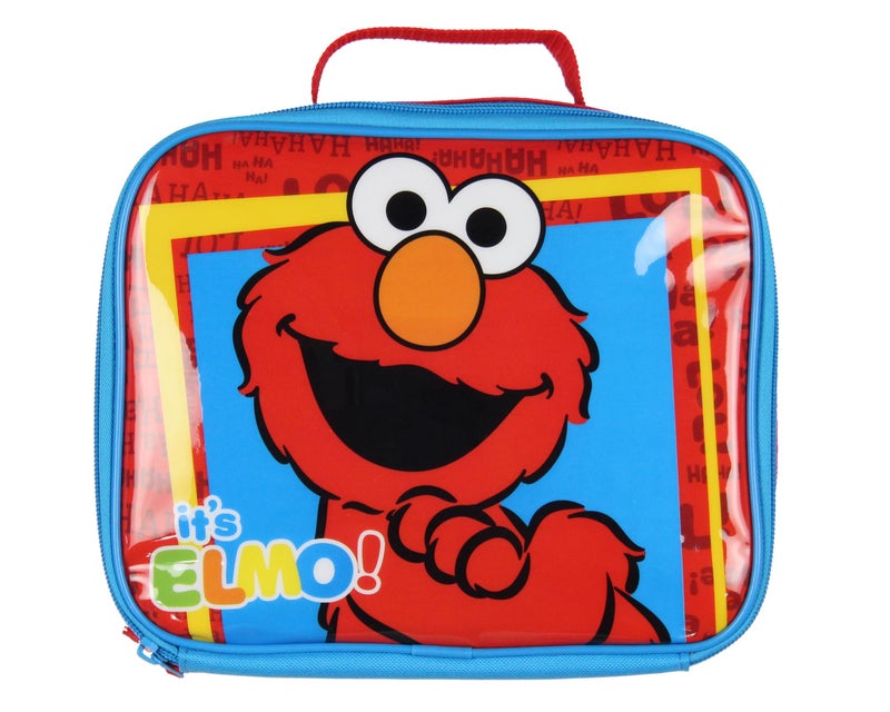INTIMO Sesame Street It's Elmo HAHA LOL Tossed Face Print Insulated Lunch Box Bag Tote 10" - Image 1