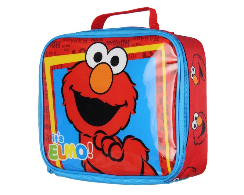 INTIMO Sesame Street It's Elmo HAHA LOL Tossed Face Print Insulated Lunch Box Bag Tote 10" - Image 2