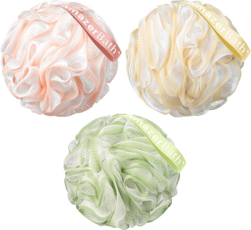 AmazerBath Loofah Sponge, Shower Loofah 60g/PCS - Body Scrubber Loofa Set of 3 Cotton Candy Trio, Bath Sponge for Men and Women - Image 1