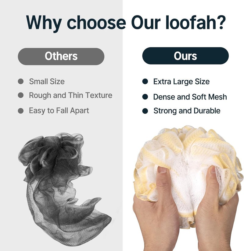 AmazerBath Loofah Sponge, Shower Loofah 60g/PCS - Body Scrubber Loofa Set of 3 Cotton Candy Trio, Bath Sponge for Men and Women - Image 5