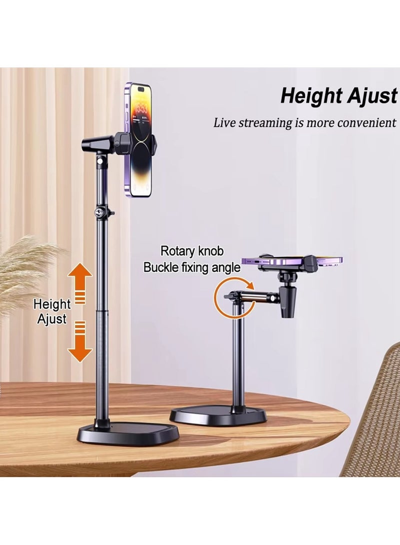 Adjustable Phone Stand 30-45cm | 360° Rotating Holder with Heavy Alloy Steel Base to Relieve Neck Pain | Perfect for Desk, Bed  Sofa - Image 4