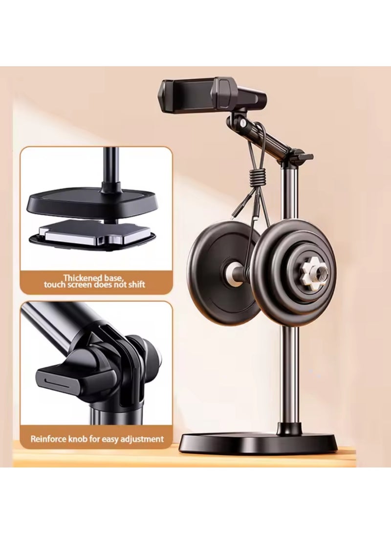 Adjustable Phone Stand 30-45cm | 360° Rotating Holder with Heavy Alloy Steel Base to Relieve Neck Pain | Perfect for Desk, Bed  Sofa - Image 5