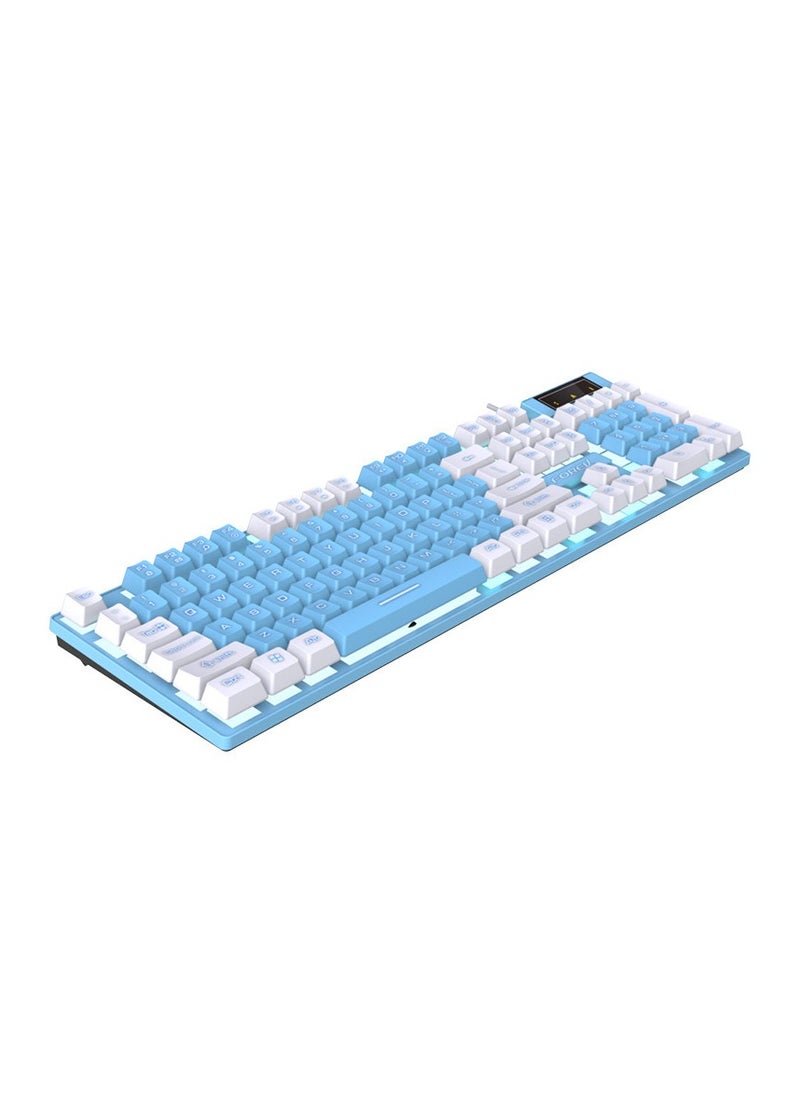 Pretocter - 104-key Gaming Keyboard, ESports Mechanical Keyboard,Wired Office Keyboard, Ergonomic Keyboard (Blue/White) - Image 1