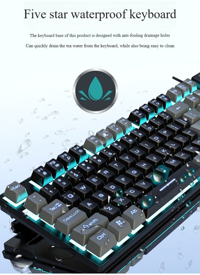 Pretocter - 104-key Gaming Keyboard, ESports Mechanical Keyboard,Wired Office Keyboard, Ergonomic Keyboard (Blue/White) - Image 1