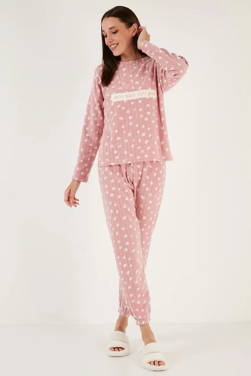 Lela Regular Fit Crew Neck Fleece Pajama Set Women's Pajama Set 6571007