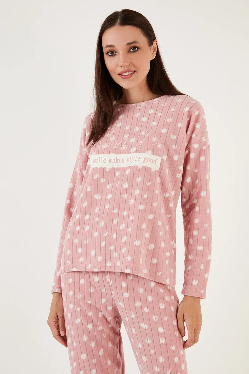 Lela Regular Fit Crew Neck Fleece Pajama Set Women's Pajama Set 6571007