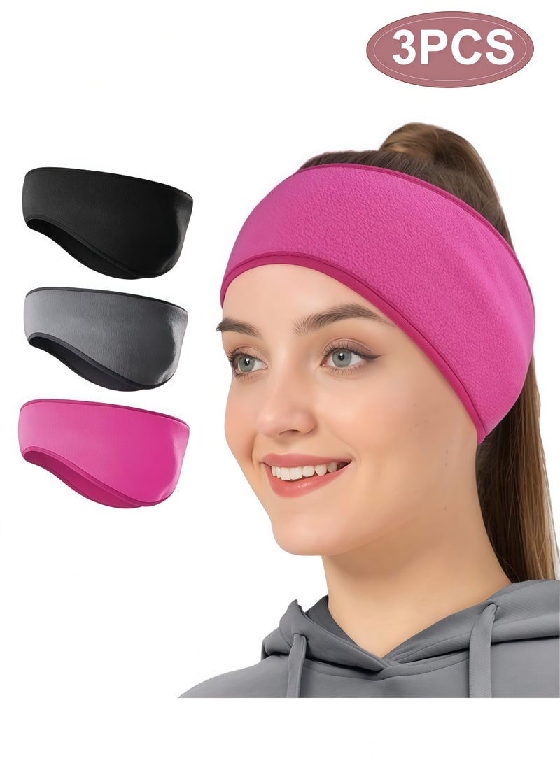 3PCS Ear Warmer Headband Muffs for Women Men Winter Fleece Thermal Cold Weather Windproof Covers Soft Full Cover Band Fitness Running Cycling - Image 1
