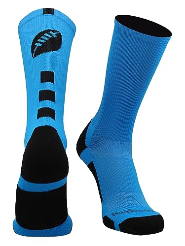 MadSportsStuff Football Logo Crew Socks (Electric Blue/Black, Medium) - Image 4