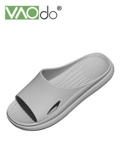 VAOdo Pillow Slippers for Men Non Slip Quick Drying Shower Slides Bathroom Sandals Thick Sole Grey  - Image 1