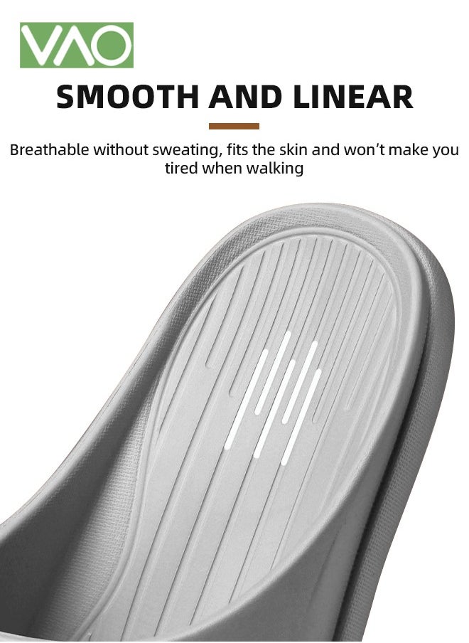 VAOdo Pillow Slippers for Men Non Slip Quick Drying Shower Slides Bathroom Sandals Thick Sole Grey  - Image 5