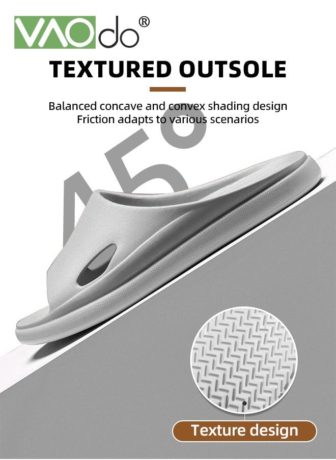 VAOdo Pillow Slippers for Men Non Slip Quick Drying Shower Slides Bathroom Sandals Thick Sole Grey  - Image 3