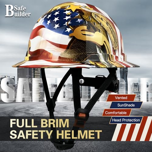 SAFEBUILDER SBDG1C Construction Full Brim Safety Helmet HDPE Hard Hat Vented Hardhats Sunshade Carbon Fiber Pattern Industrial Work Certified ANSIISEA Z891 AFlagFull Brim Hard Hats - Image 3