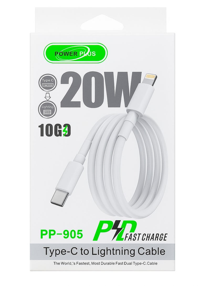 powerplus Power Plus Type-C to Lightning Fast Charging Cable – 20W PD – 1 Meter – Model PP-905 - Image 3