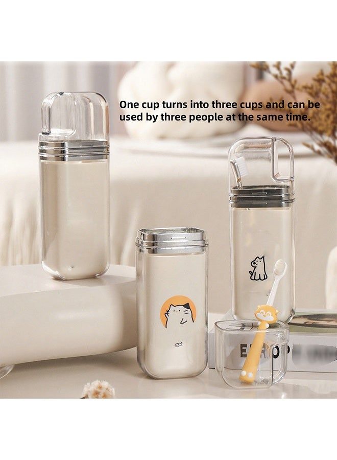 3-In-1 Travel Toiletry Cup, Multi-Functional Reusable Toothbrush Cup, Portable Travel Toothbrush Tumbler, Mouthwash Cup, Family Multi-Person Travel Toothbrush Cup - Image 3