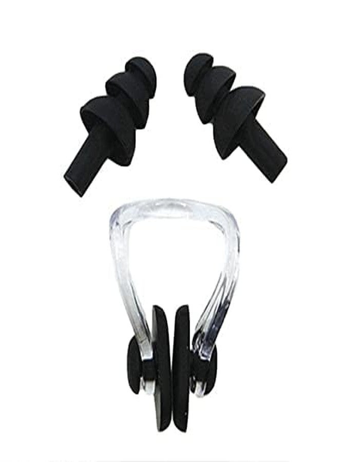 DESCTIDY Silicone Swimming Nose Clip with Ear Plugs Set for Swimming or Other Watersports Black, Blue, Orange, Green, Pink & (Multicolor) One Set Random will be send - Image 1