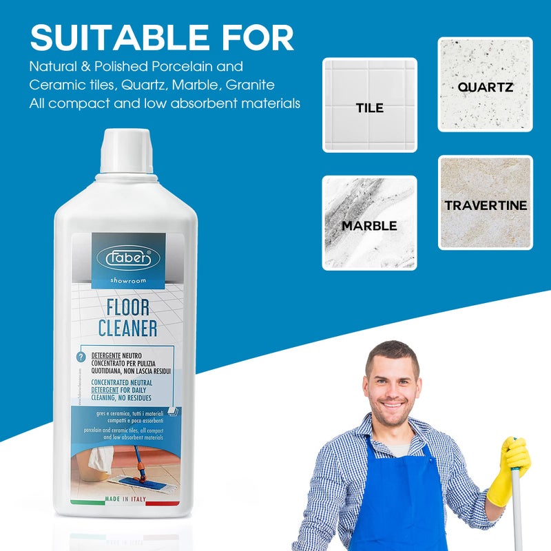 FABER Tile Floor Cleaner â€“ Mop Cleaning Solution â€“ 1L Concentrated Neutral Detergent for Daily Floor Cleaning - Quick Shine Floor Cleaner - Tile Cleaner Liquid Suitable for Porcelain & Ceramic Tiles - Image 4