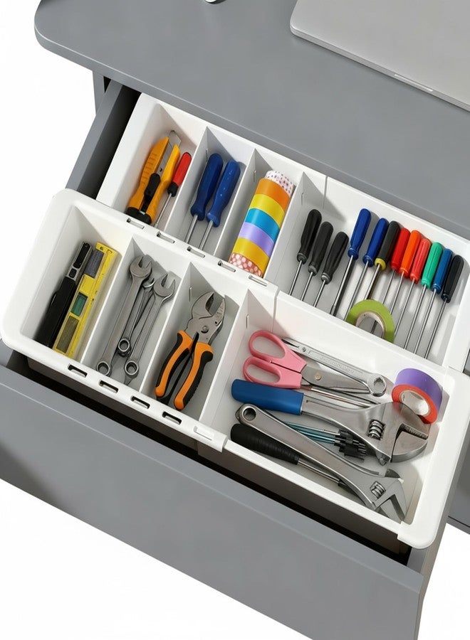 PercyEffie 2pcs Drawer Organizer Expandable with Insert Adjustable Drawer Storage Tray Desktop Drawers Dividers to Organize and Store desk drawers organizer tray for Bathroom Office Kitchen - Image 1