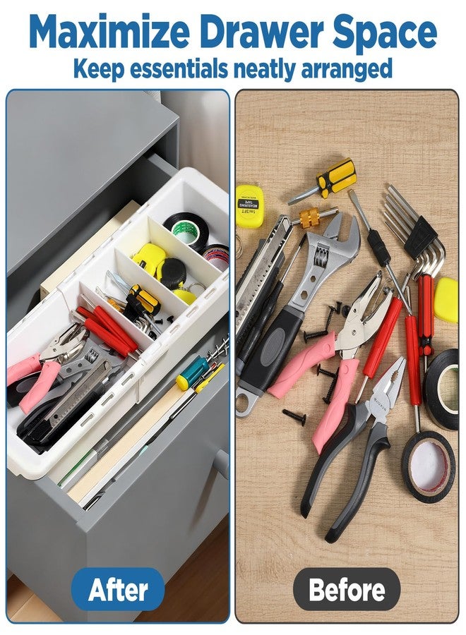 PercyEffie 2pcs Drawer Organizer Expandable with Insert Adjustable Drawer Storage Tray Desktop Drawers Dividers to Organize and Store desk drawers organizer tray for Bathroom Office Kitchen - Image 5