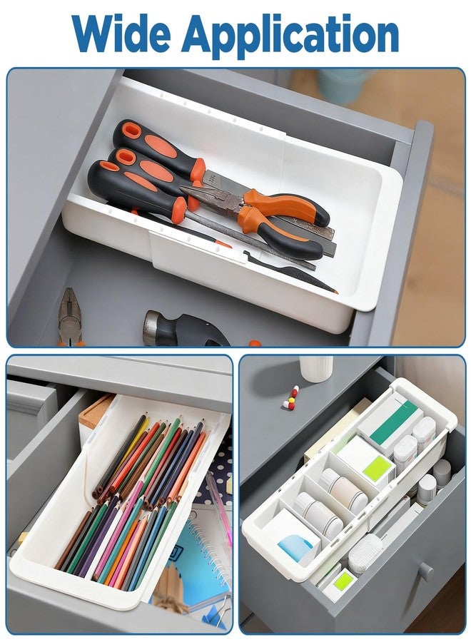 PercyEffie 2pcs Drawer Organizer Expandable with Insert Adjustable Drawer Storage Tray Desktop Drawers Dividers to Organize and Store desk drawers organizer tray for Bathroom Office Kitchen - Image 3