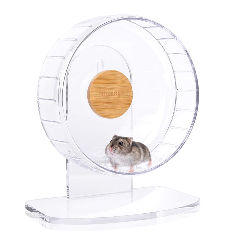 Niteangel Super-Silent Hamster Exercise Wheels: - Quiet Spinner Hamster Running Wheels with Adjustable Stand for Hamsters Gerbils Mice Or Other Small Animals (S, Transparent)