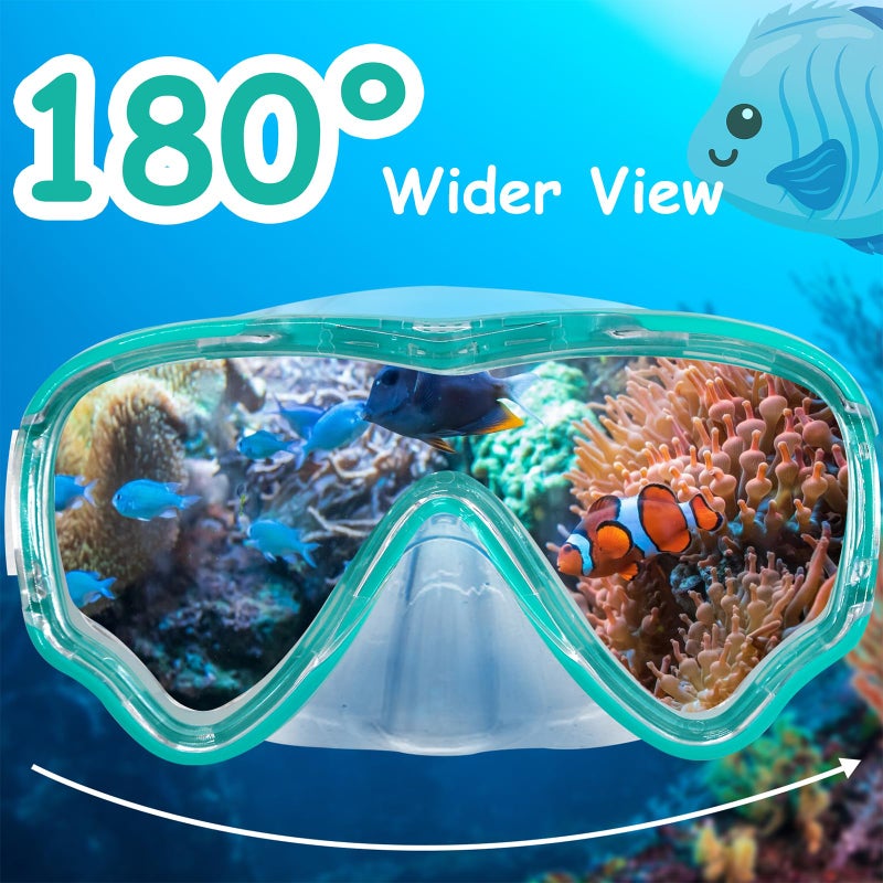 Vvinca Swim-Goggles with Nose Cover, 2 Packs Elastic Fabric Strap Snorkel Swim Mask Anti Fog UV No Pull Hair for Kids 3-14 - Image 4