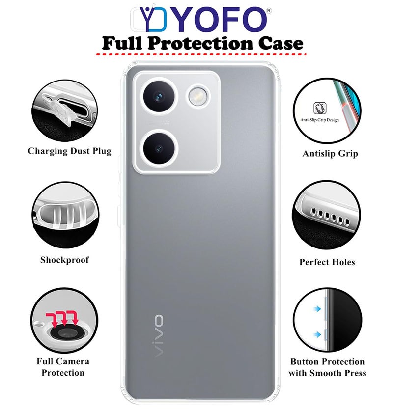 YOFO Silicon Back Cover Case for Vivo Y300 Plus (5G) (Transparent) Camera Protection with Dust Plug - Image 2