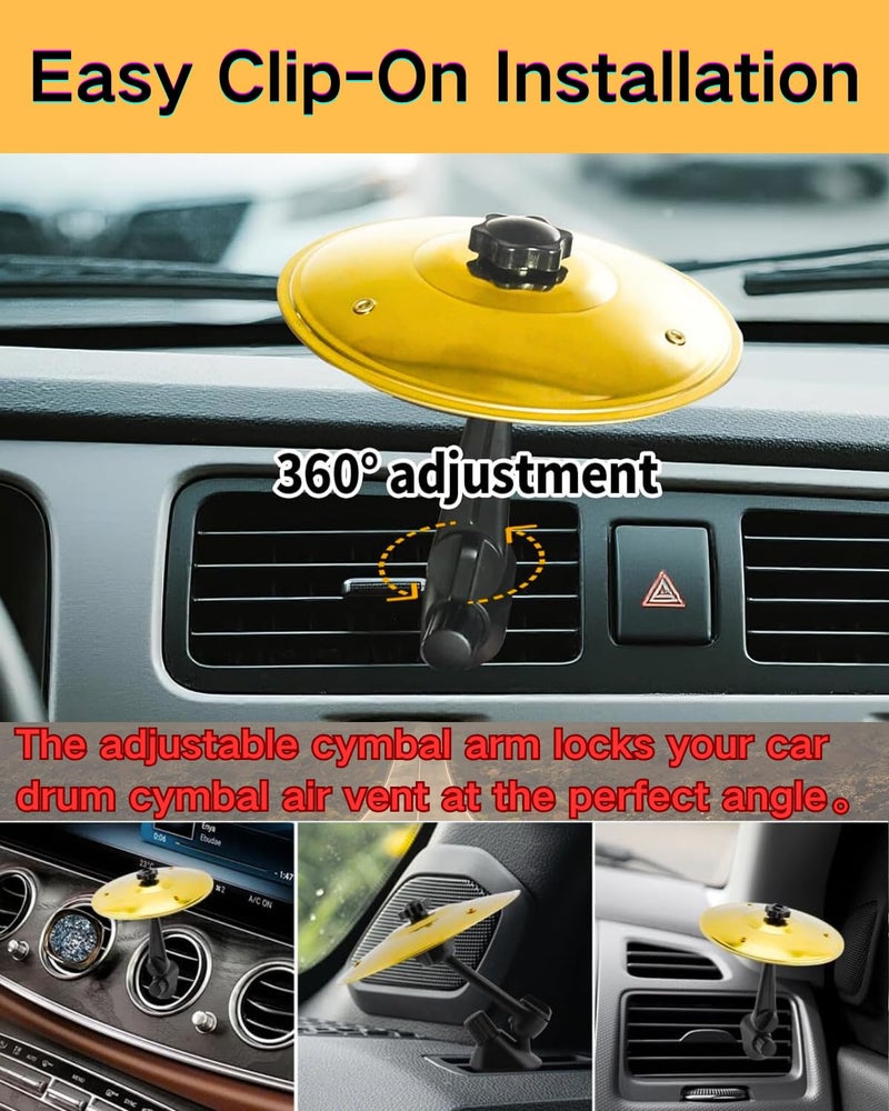 JWSIROU 2PCS Car Cymbal Air Vent Mini Crash Drum Cymbal Set, Car Must Have Accessories Dashboard Fun Decorations Gift for Music Lovers (Gold) - Image 5