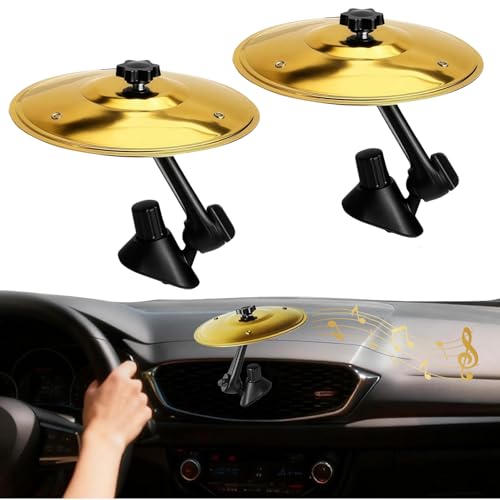 JWSIROU 2PCS Car Cymbal Air Vent Mini Crash Drum Cymbal Set, Car Must Have Accessories Dashboard Fun Decorations Gift for Music Lovers (Gold) - Image 1