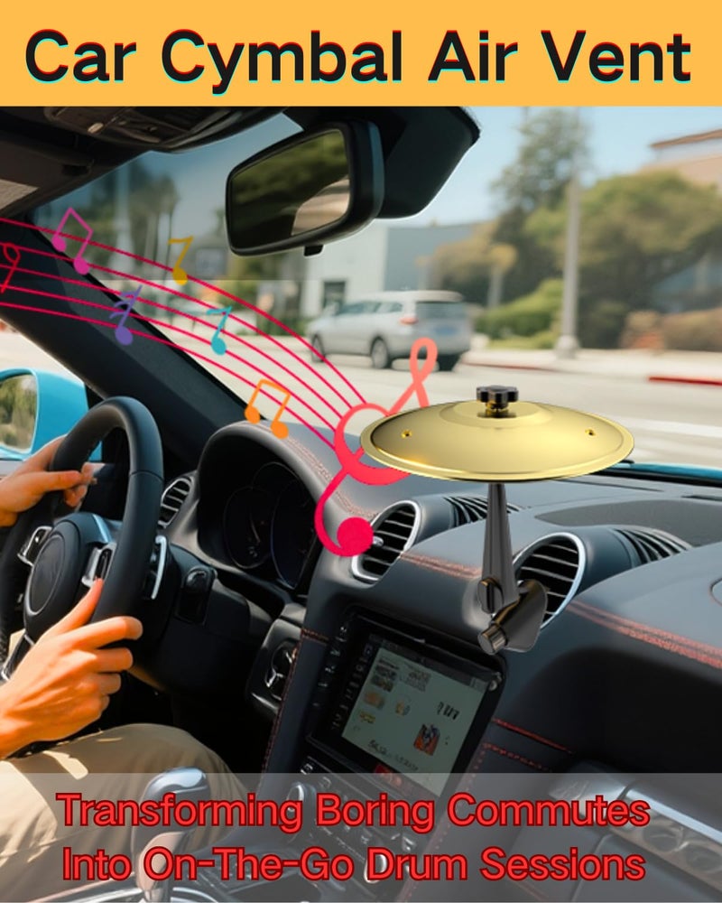 JWSIROU 2PCS Car Cymbal Air Vent Mini Crash Drum Cymbal Set, Car Must Have Accessories Dashboard Fun Decorations Gift for Music Lovers (Gold) - Image 2