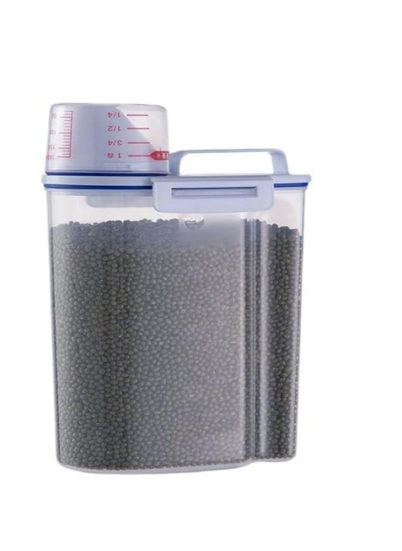 Generic - 2L Storage Containers, Pet Food Container, Airtight Food Storage Container with Lid + Measuring Cup, 2kg Airtight Grain Container - Image 1
