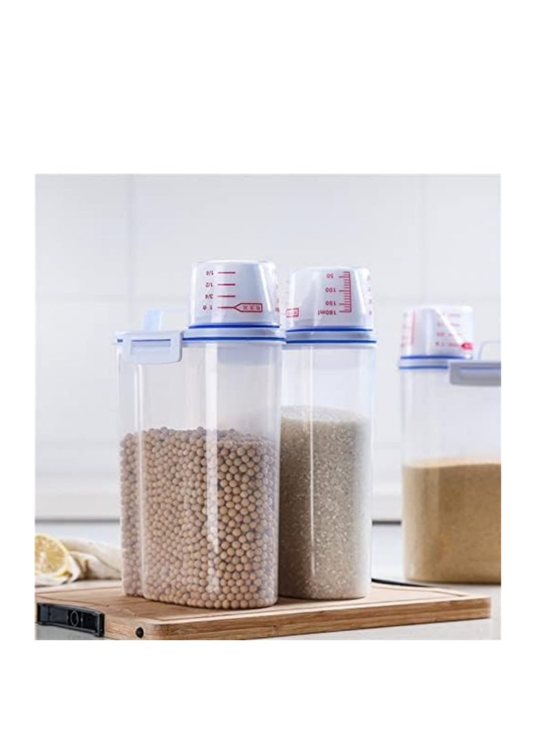 Generic - 2L Storage Containers, Pet Food Container, Airtight Food Storage Container with Lid + Measuring Cup, 2kg Airtight Grain Container - Image 1