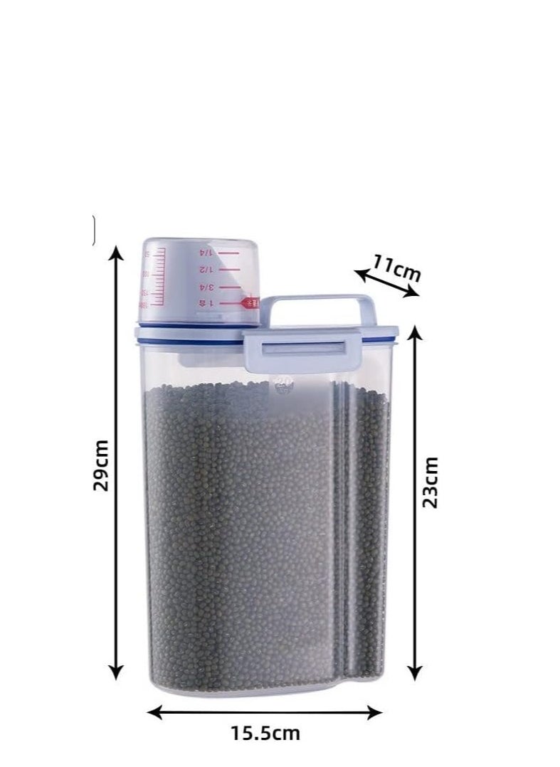 Generic - 2L Storage Containers, Pet Food Container, Airtight Food Storage Container with Lid + Measuring Cup, 2kg Airtight Grain Container - Image 1