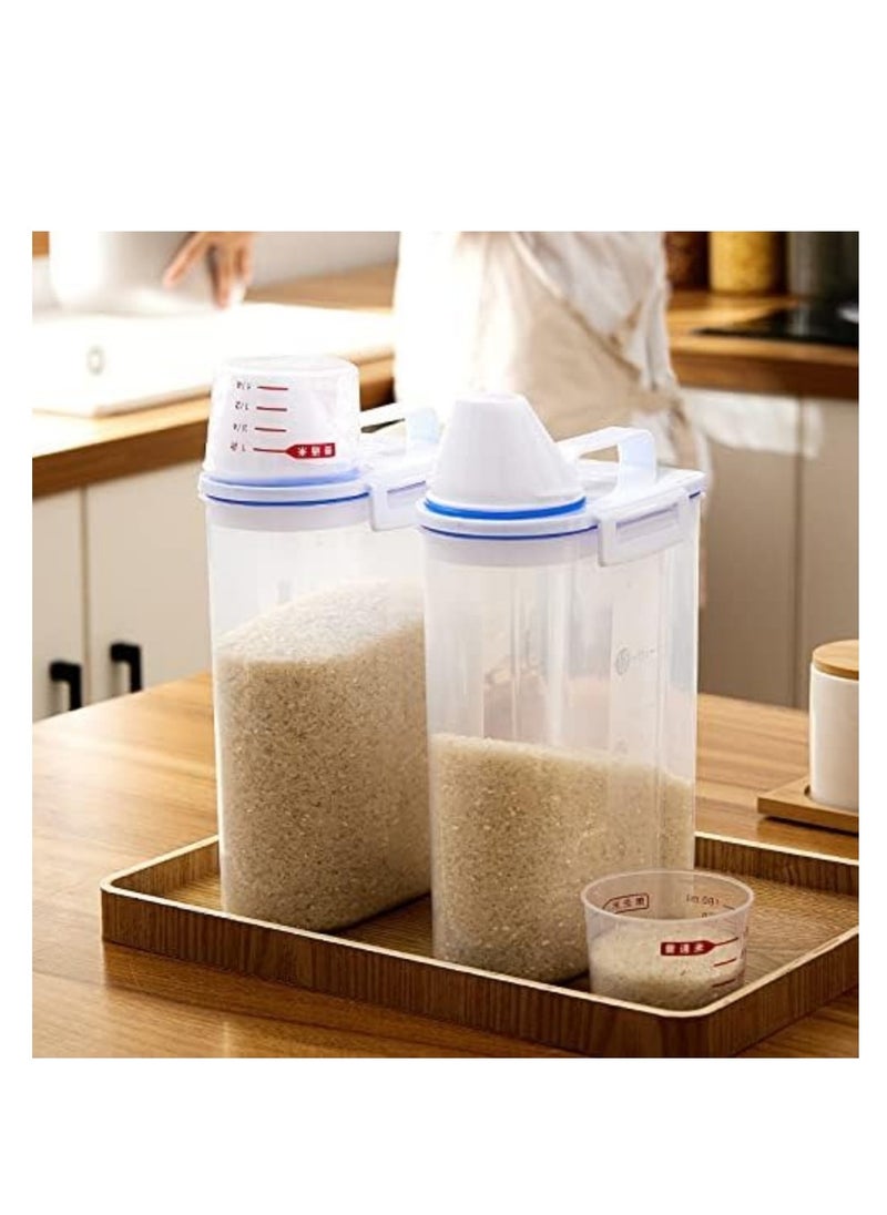 Generic - 2L Storage Containers, Pet Food Container, Airtight Food Storage Container with Lid + Measuring Cup, 2kg Airtight Grain Container - Image 1