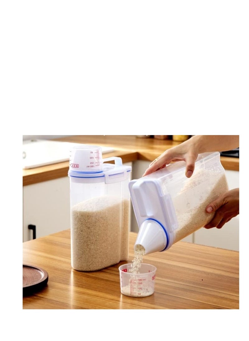 Generic - 2L Storage Containers, Pet Food Container, Airtight Food Storage Container with Lid + Measuring Cup, 2kg Airtight Grain Container - Image 1