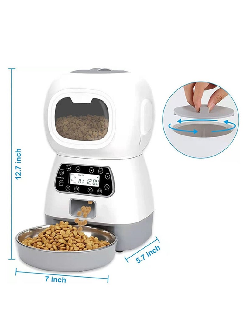 عربست وحدة تغذية القطط الأوتوماتيكية، موزع طعام القطط القابل للفصل بسعة 4 لتر للطعام الجاف حتى 15 حصة (8 جرام/حصة) 6 وجبات في اليوم، مزود طاقة مزدوج، وحدات تغذية القطط المؤقتة - Image 5