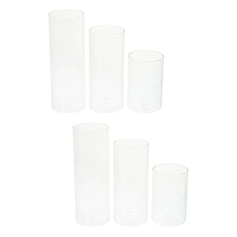 6 pcs Glass Transparent Candle Cup Cylinder Candle Holder Simple Style Candle Container - Image 1