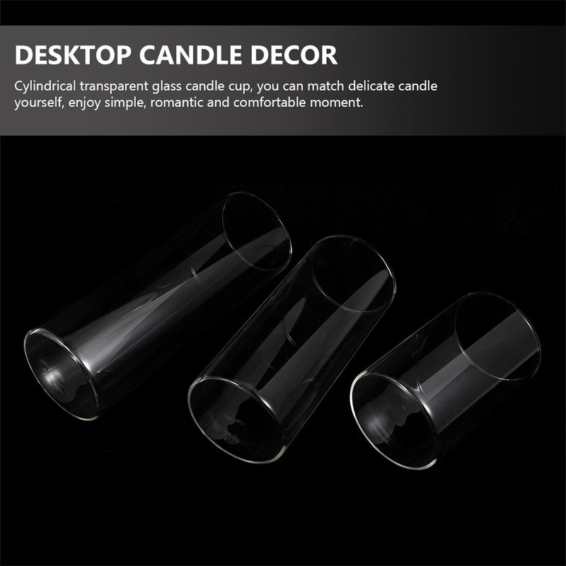 6 pcs Glass Transparent Candle Cup Cylinder Candle Holder Simple Style Candle Container - Image 5