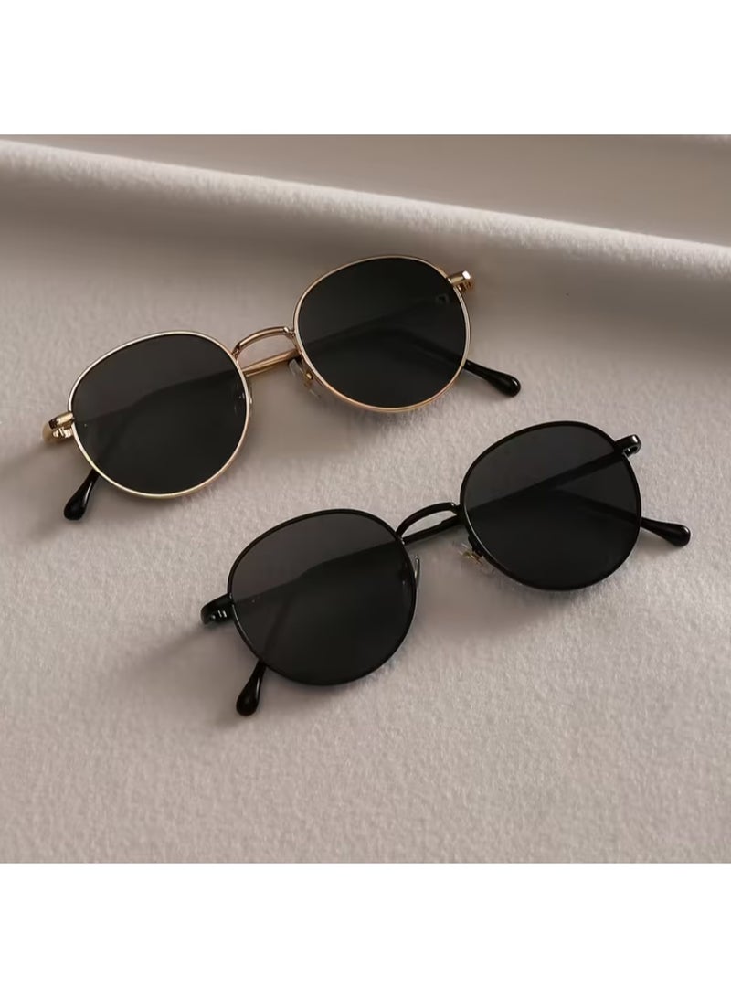 Retro 2pcs Retro Glasses For Women Men Anti Glare Gradient Sun Shades For Beach Party Travel - Image 1