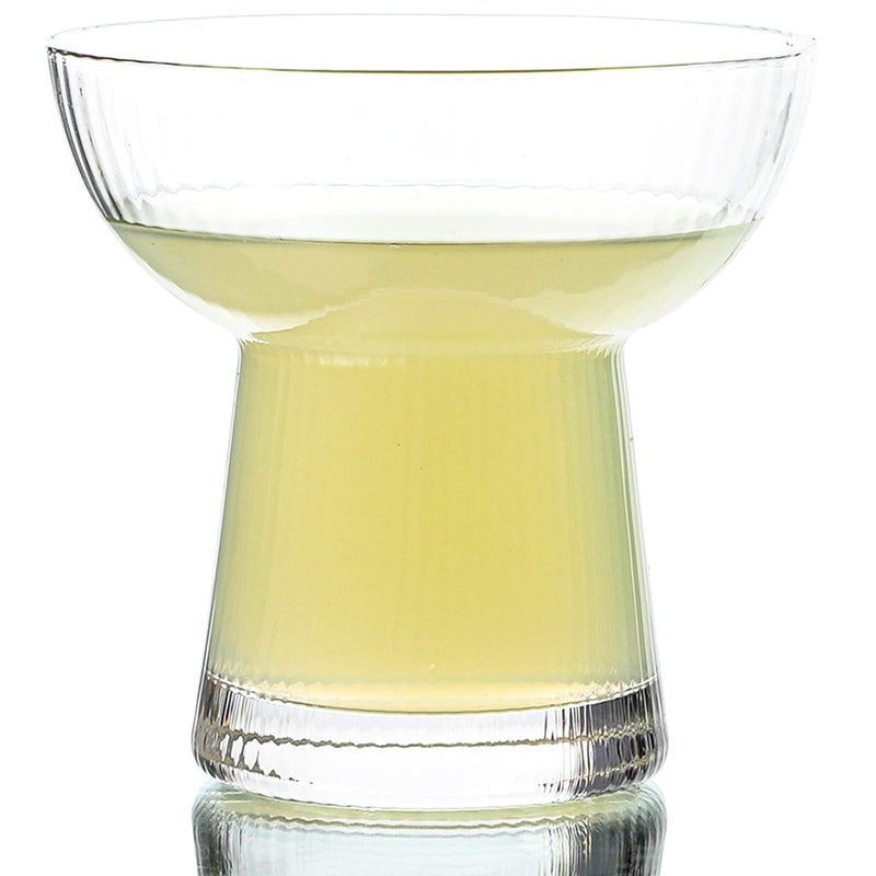 Lysenn Stemless Margarita Glasses Set of 2  Elegant Vertical Stripes Cocktail Glasses  Premium Hand Blown Glassware for Martini and Mixed Drinks  10 oz