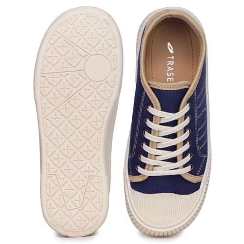 TRASE Casual Sneakers for Women | Trendy & Comfortable Walking Shoes | Breathable Upper with Durable Sole | Slip-On & Lace-Up Fit (Navy, 7 UK) - Image 5