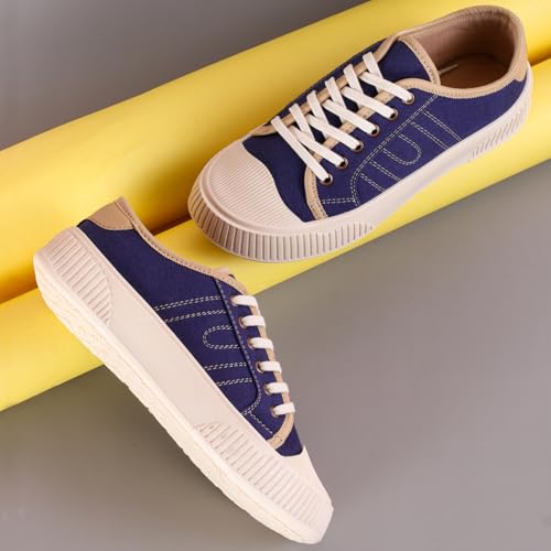 TRASE Casual Sneakers for Women | Trendy & Comfortable Walking Shoes | Breathable Upper with Durable Sole | Slip-On & Lace-Up Fit (Navy, 7 UK) - Image 3