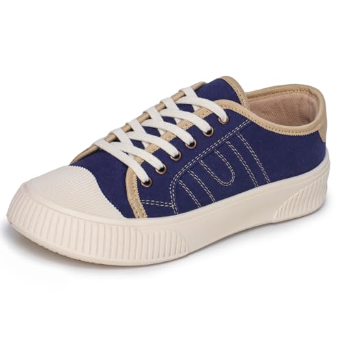 TRASE Casual Sneakers for Women | Trendy & Comfortable Walking Shoes | Breathable Upper with Durable Sole | Slip-On & Lace-Up Fit (Navy, 7 UK) - Image 1