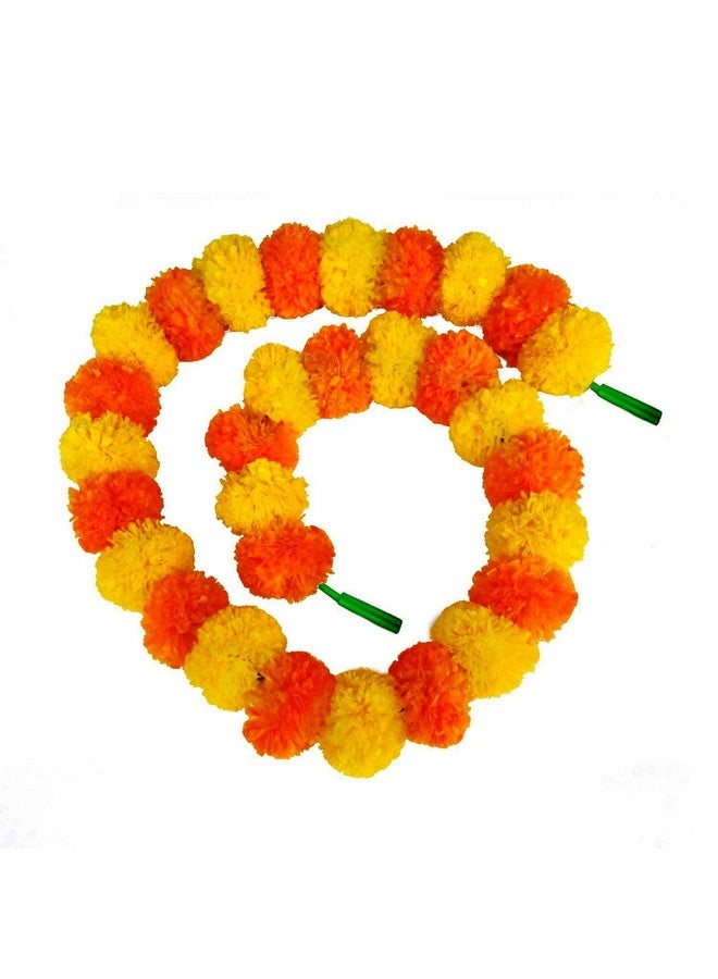 Abhaas Pack of 10 Artificial Marigold Garland toran for Decoration Long Garlands Toran Indian genda phool for Wedding & Festival Diwali/4.5-4.9 FT /10 Strings/Yellow+Orange Mix - Image 3