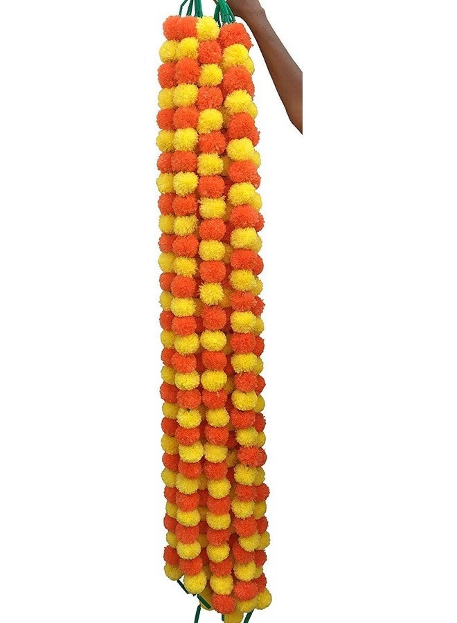 Abhaas Pack of 10 Artificial Marigold Garland toran for Decoration Long Garlands Toran Indian genda phool for Wedding & Festival Diwali/4.5-4.9 FT /10 Strings/Yellow+Orange Mix - Image 4