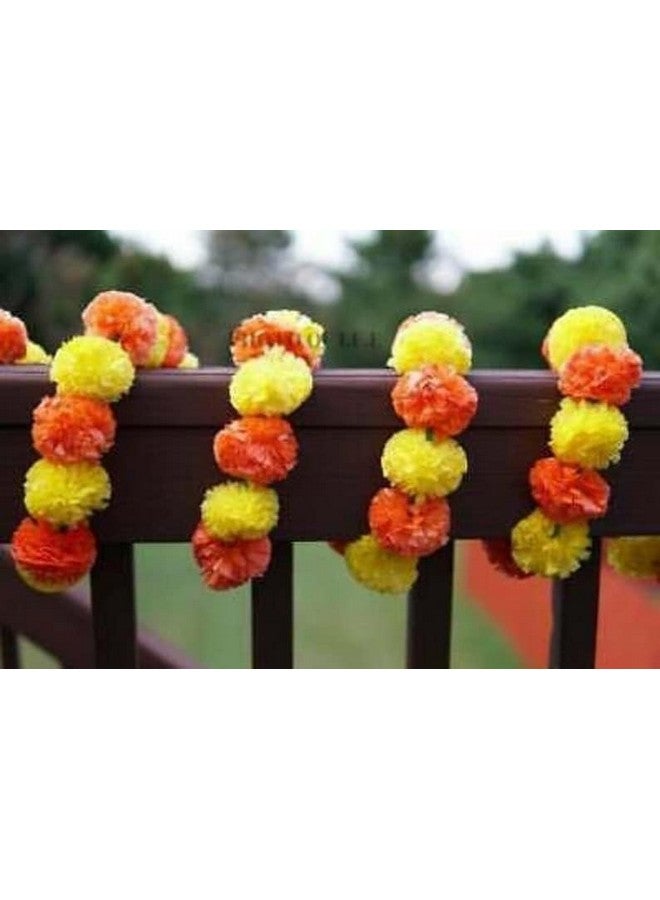 Abhaas Pack of 10 Artificial Marigold Garland toran for Decoration Long Garlands Toran Indian genda phool for Wedding & Festival Diwali/4.5-4.9 FT /10 Strings/Yellow+Orange Mix - Image 5