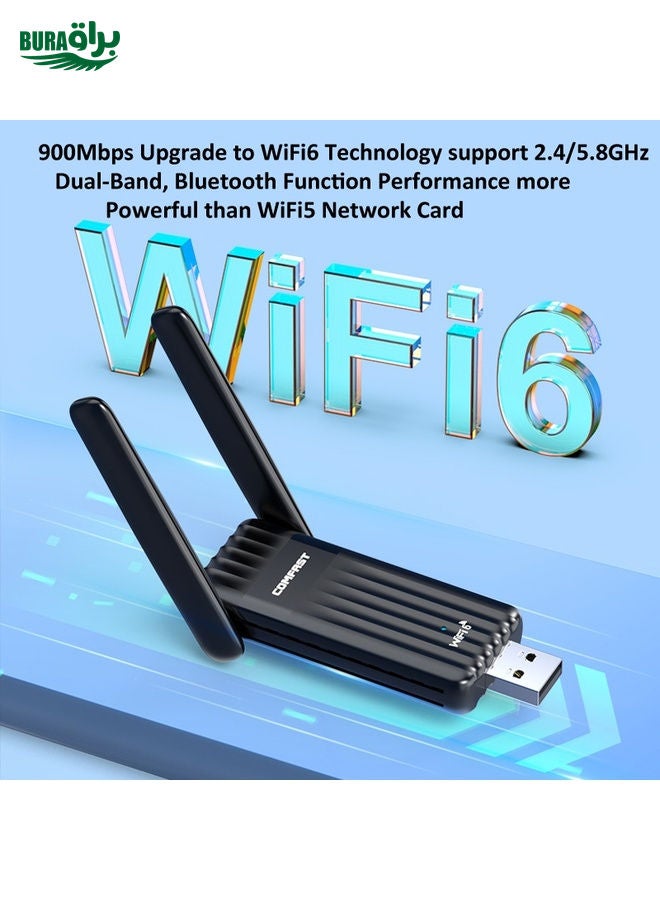 BURAQ COMFAST CF-943F 900Mbps Wifi6 Bluetooth Network Card 2.4G/5G USB Adapter  - Image 4