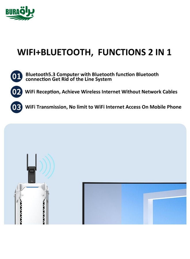 BURAQ COMFAST CF-943F 900Mbps Wifi6 Bluetooth Network Card 2.4G/5G USB Adapter  - Image 5