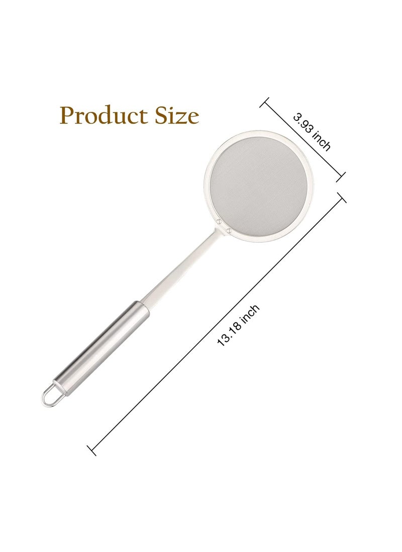 SCOPENDE - Good Morning Frying Zara 1 Pcs Stainless Steel Fine Mesh Food Strainer with Handle HeatResistant Round Oil Filter Grid Spoon Smallest Deep Frying from Fast Food Pasta Noodles - Image 1