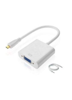 محول ميكرو اتش دي ام اي إلى VGA مع كابل 3.5 منفذ صوت أو كمبيوتر و لابتوب و شاشة أبيض